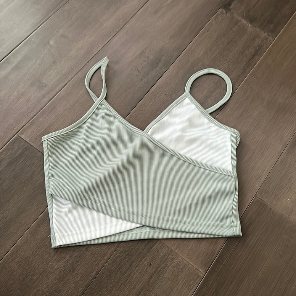 Sage green crisscross tank